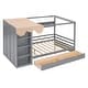 preview thumbnail 6 of 13, Full Size Platform Bed House Shaped Bed with All-in-One Wardrobe and Compartments, 3 Shelves & 2 Drawers Underneath, Grey