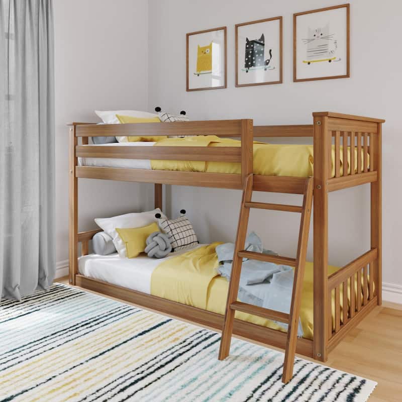 Max and Lily Twin over Twin Low Bunk Bed - Pecan