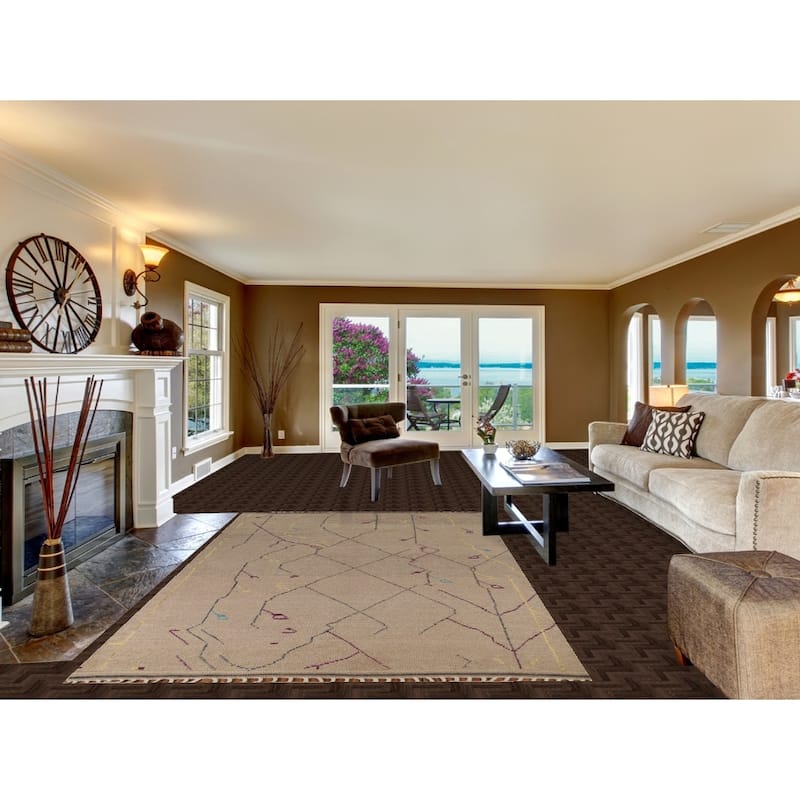 Abstract Moroccan Area Rug Hand-Knotted Wool Carpet - 6'0"x 9'10"