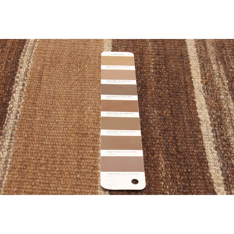 ECARPETGALLERY Flat-Weave Boho Dark Brown Wool Kilim - 5'4 x 10'0