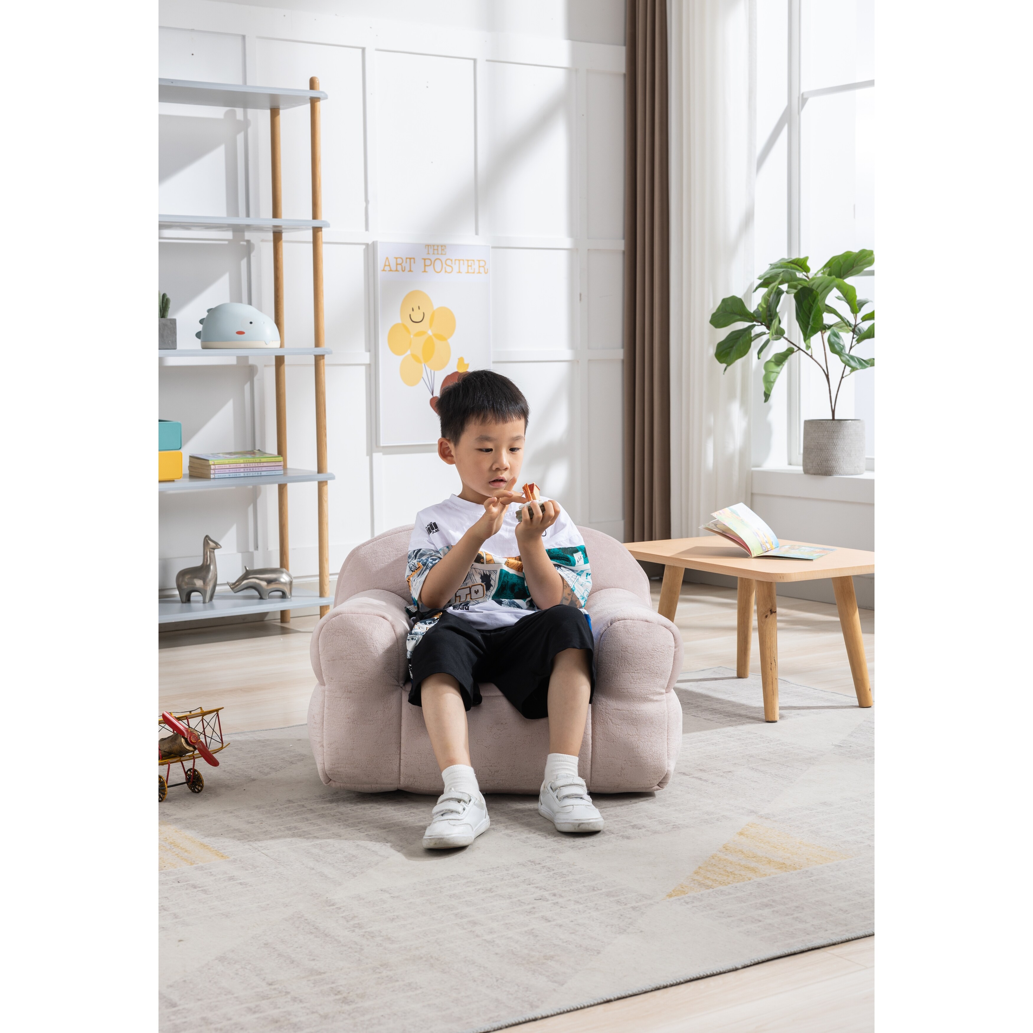 Kid s Bean Bag Chair Velvet Fabric Memory Sponge Stuffed Bean Bag