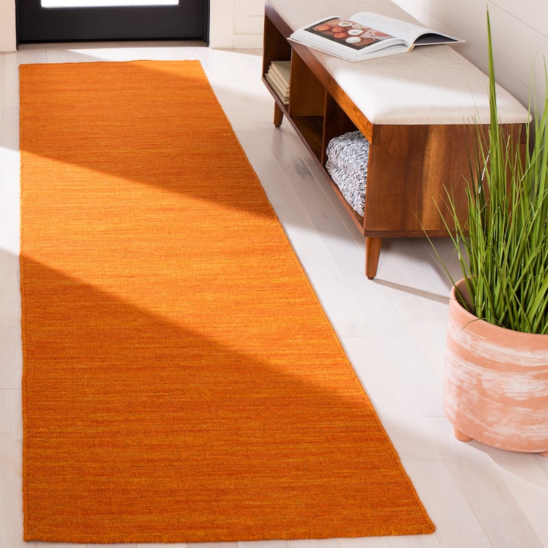 SAFAVIEH Handmade Kilim Aiman Wool Rug - 2'3" x 9' Runner - Orange