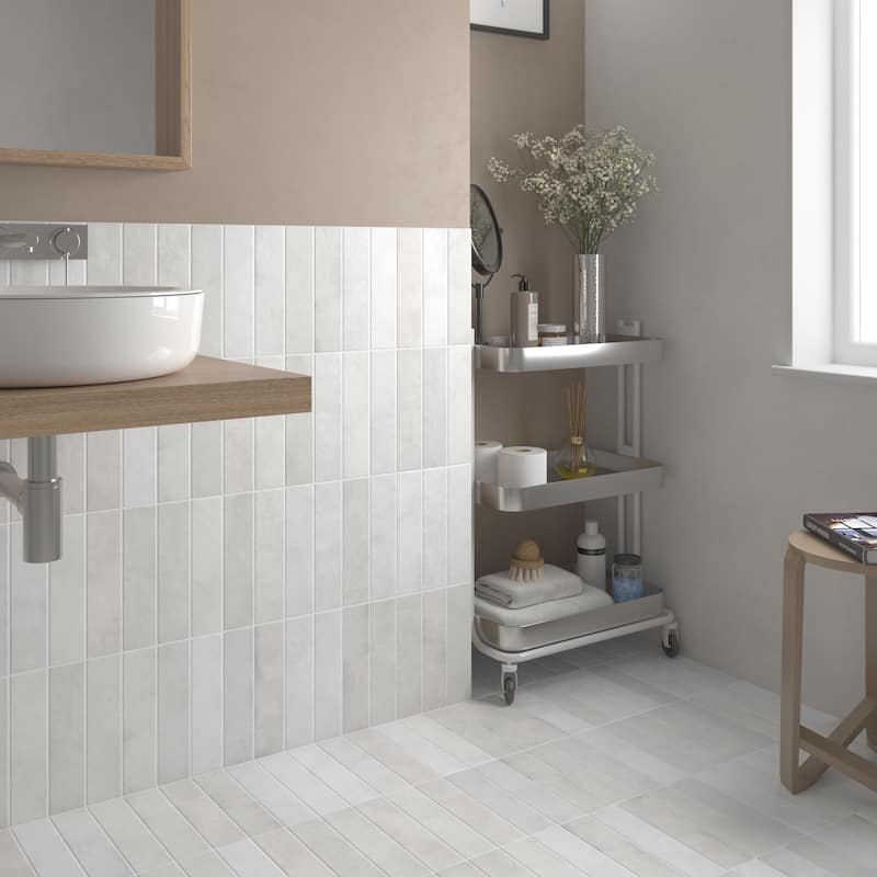 Merola Tile Heritage Snow 2-3/8" x 9-5/8" Porcelain Floor and Wall Tile