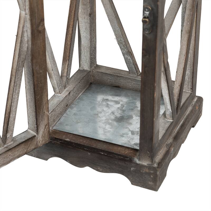 Glitzhome 2-piece Vintage Farmhouse Style Wood/ Metal Lantern Set