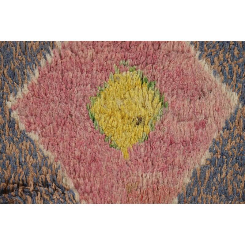 Gray Plush Geometric Moroccan Area Rug Hand-Knotted Wool Carpet - 9'0" x 12'7"