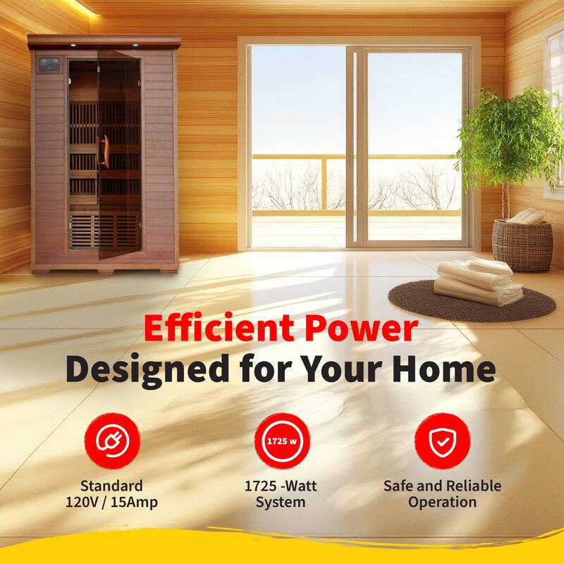 HeatWave Yukon 2-Person Cedar Infrared Sauna with 6 Carbon Heaters