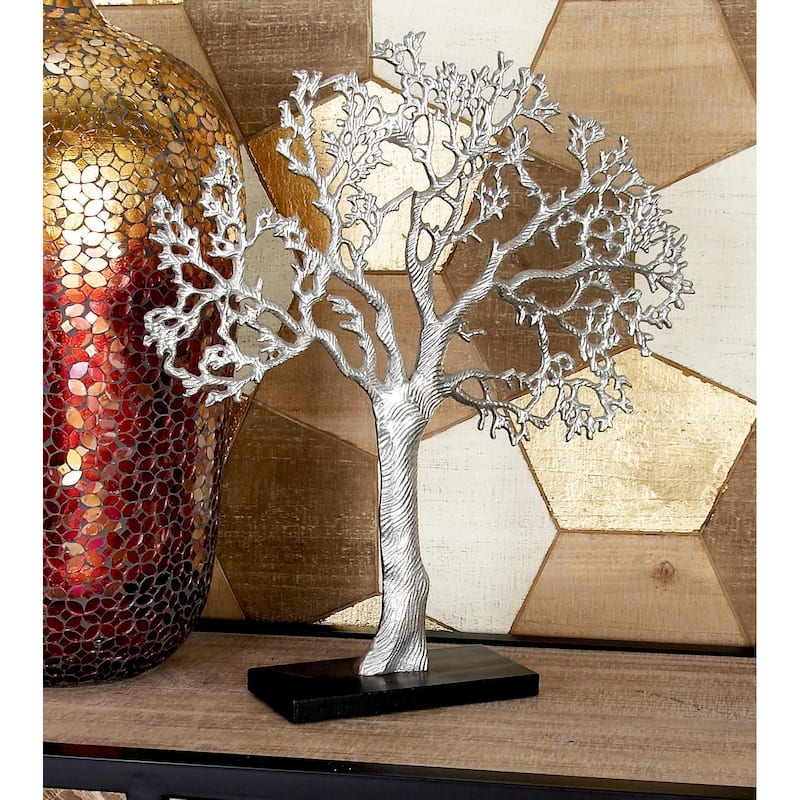 Aluminum Metal Tree Decorative Sculpture - Silver - Roche River Decor