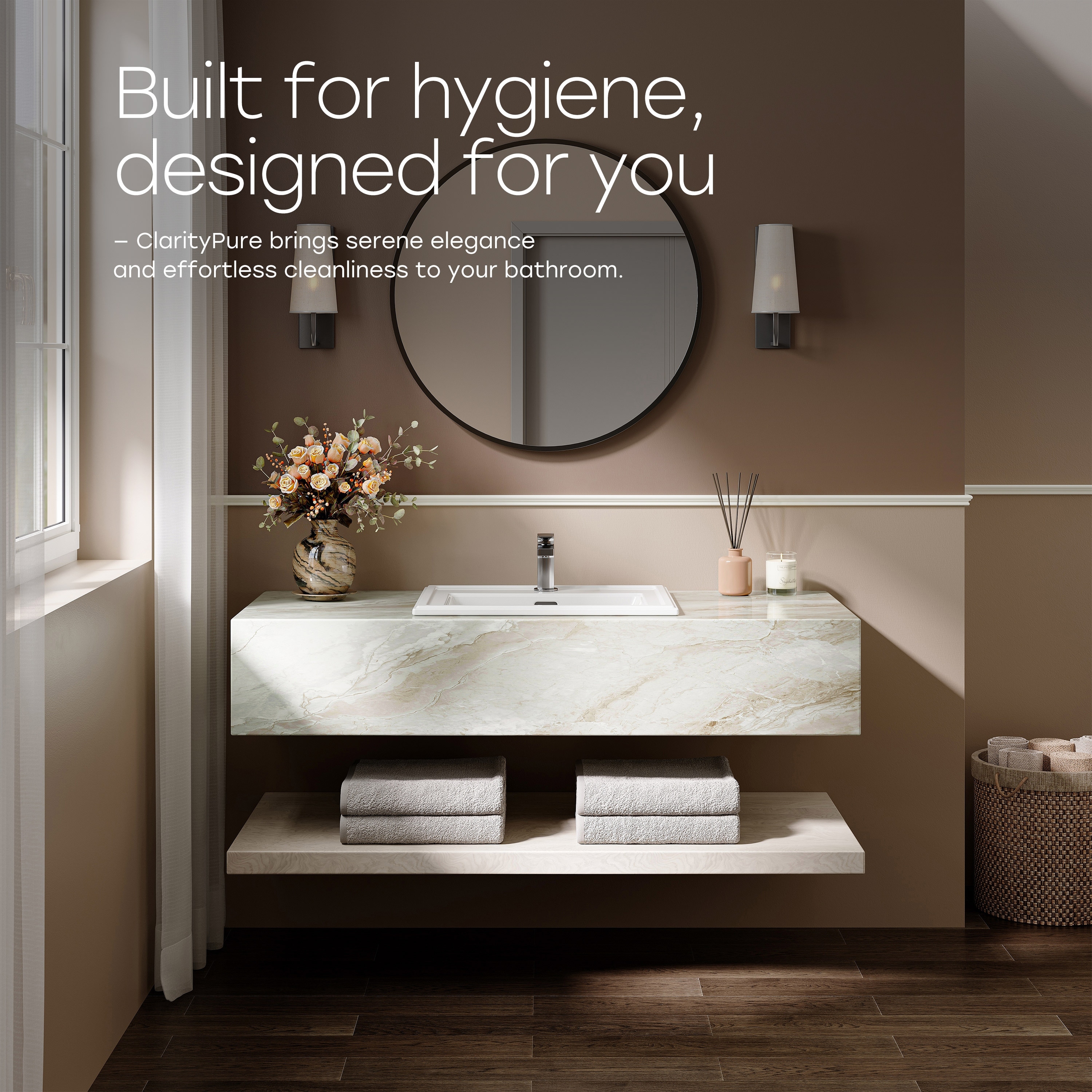 HOROW ClarityPure 21.8 in. Square Drop-In Bathroom Sink in White Ceramic with Overflow and Smart-Clean Glaze - N/A