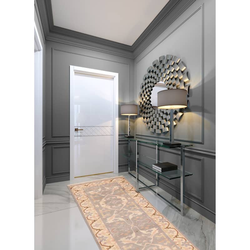 ECARPETGALLERY Hand-knotted Royal Oushak Grey Wool Rug - 2'7 x 9'9