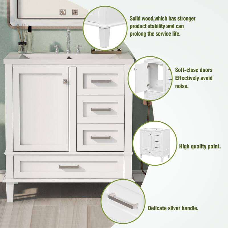 30" Modern Bathroom Vanity with Sink Combo Set