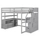 preview thumbnail 14 of 34, Full Loft Bed with Desk and Shelves, Drawers, Storage Staircase, Gray