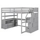 preview thumbnail 12 of 30, Full Size Grey Loft Bed with Desk, Shelves, Storage Staircase, and Two Built-in Drawers for Maximized Space
