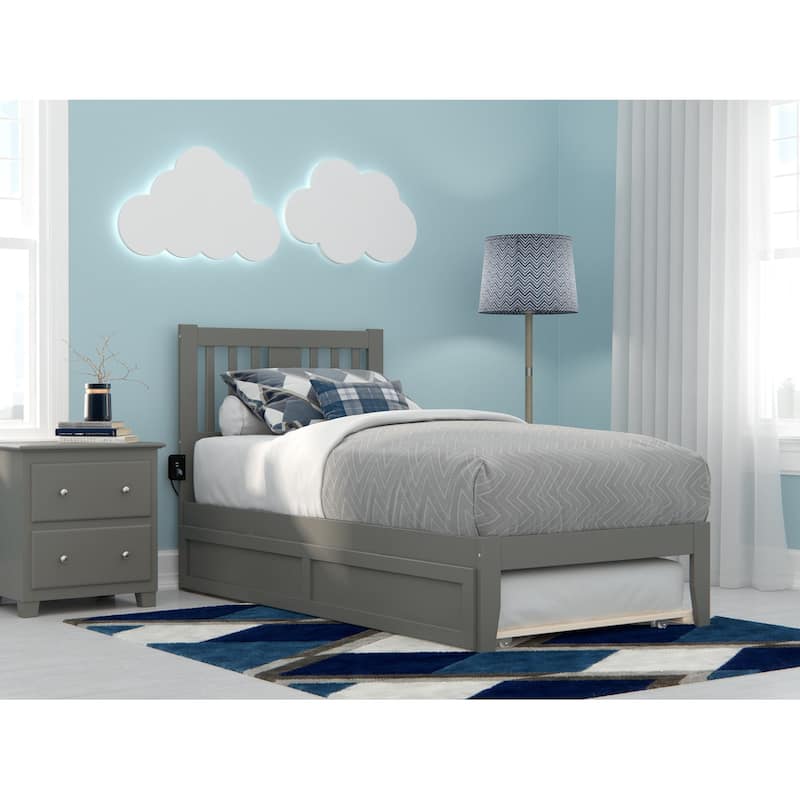 Tahoe Bed with USB Turbo Charger and Twin Trundle - Grey - Twin