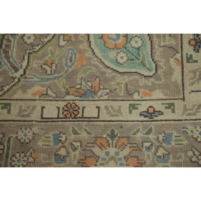 Hand Knotted Oriental 100% Wool Carpet Traditional Floral Green Tabriz Area Rug - 9' 1'' X 6' 1''