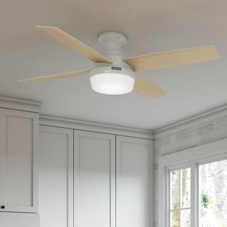Hunter 52" Dempsey Flush Mount Ceiling Fan w/ LED Light Kit, Handheld Remote - Contemporary, Transitional - Low Profile