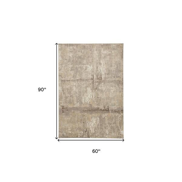 HomeRoots 5' X 8' Tan Ivory And Brown Abstract Area Rug - 5' x 8' - Bed ...