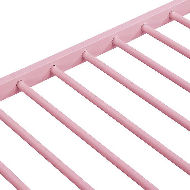 Pink Twin over Twin Size Metal Bunk Bed with Ladder