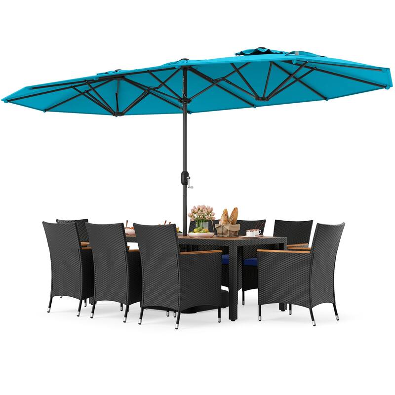 Costway 11 PCS Patio Wicker Dining Set with Double-Sided Outdoor - See Details