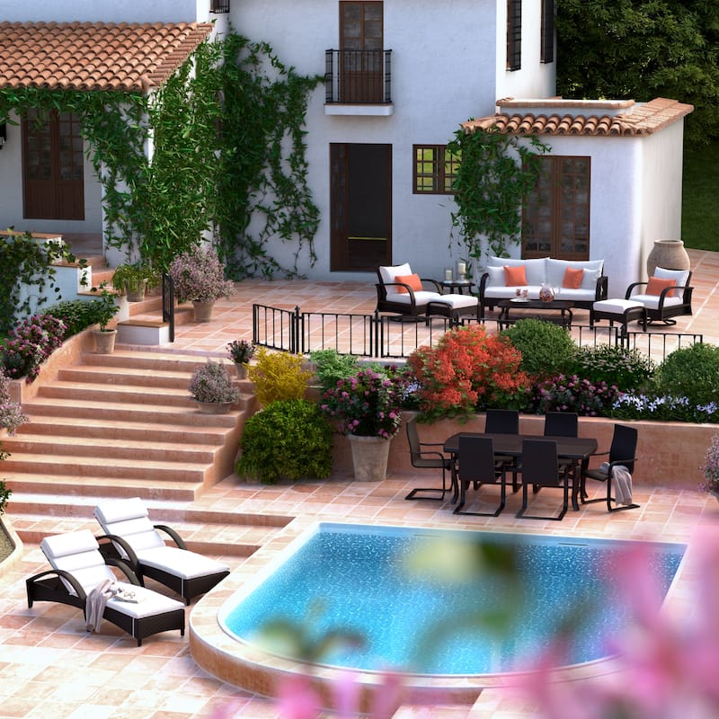 Barcelo 16 Piece Sunbrella Outdoor Patio Estate Collection
