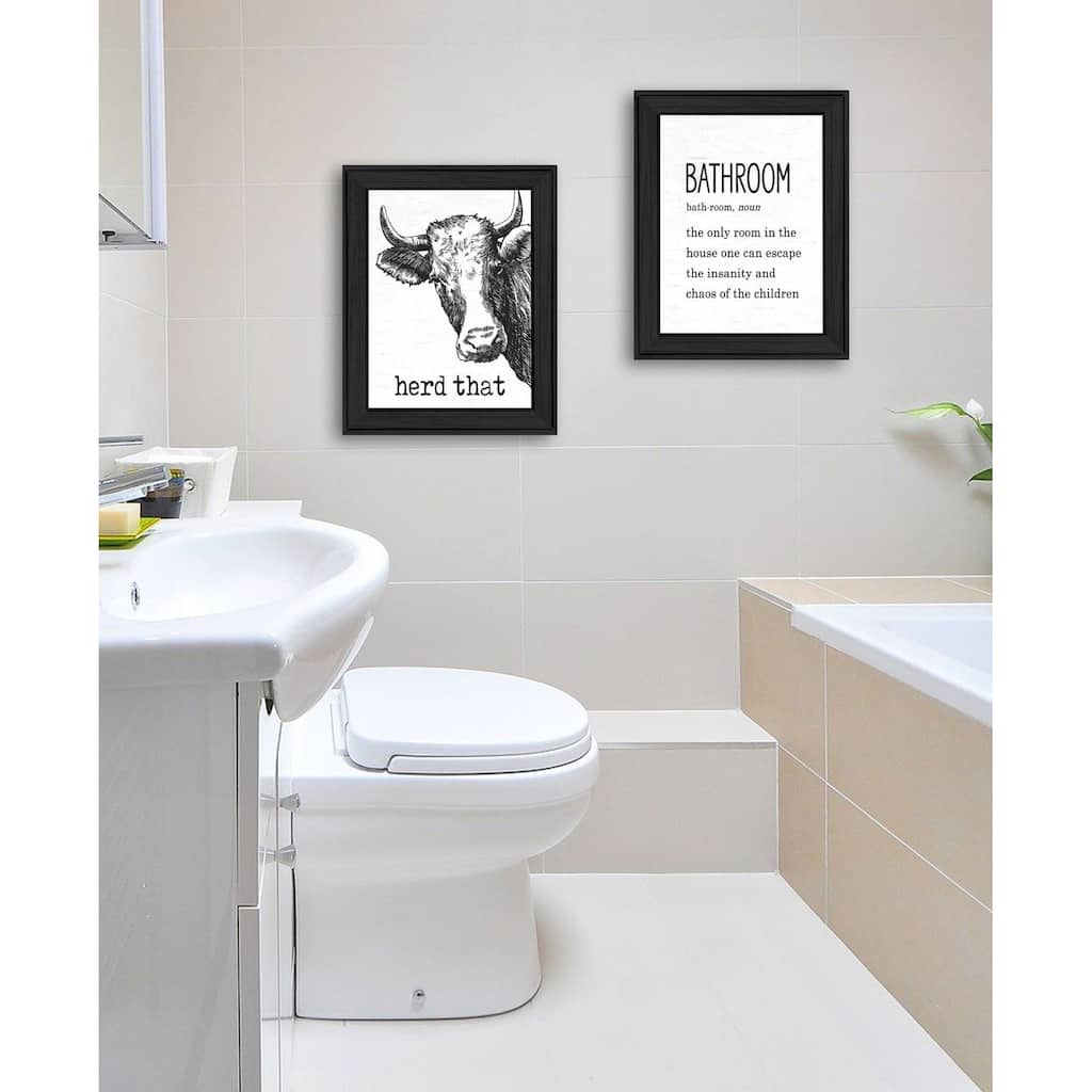 Trendy Decor 4U "HERD THAT!" Printed Framed Wall Art by Lettered & Lined