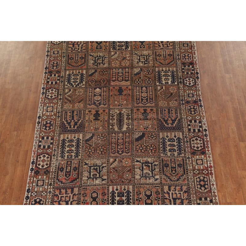 Garden Design Bakhtiari Persian Antique Area Rug Handmade Wool Carpet - 6'7"x 10'1"