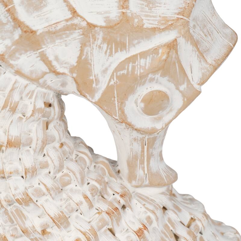 Decorative Resin Seahorse Sculpture Figurine - 12", White & Brown - 12.0"