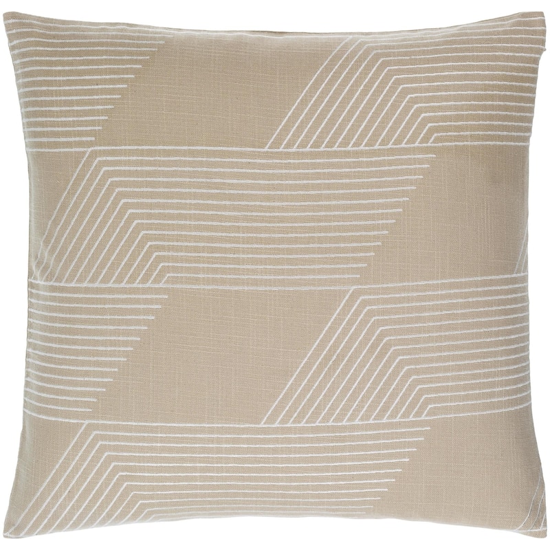 Killian Farmhouse Geometric Accent Pillow - 22"L x 22"W - Feather Down - Beige