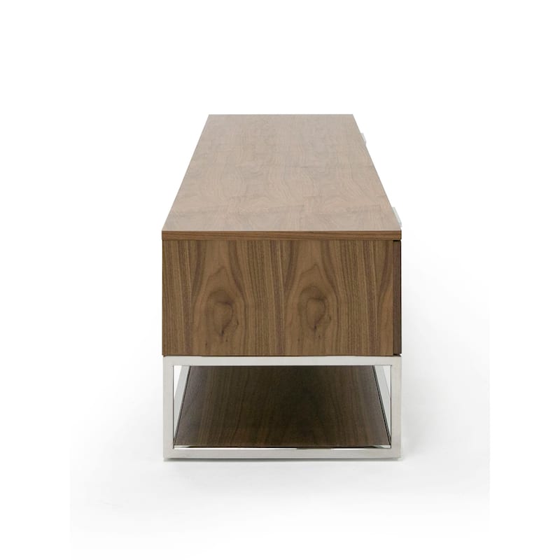 Modrest Heloise Modern Walnut and Stainless Steel TV Stand