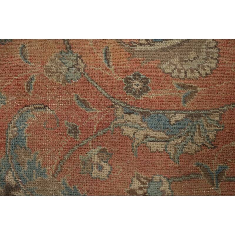 Hand Knotted Oriental 100% Wool Carpet Traditional All-Over Oranges & Rust Tabriz Area Rug - 13' 10'' X 10' 7''