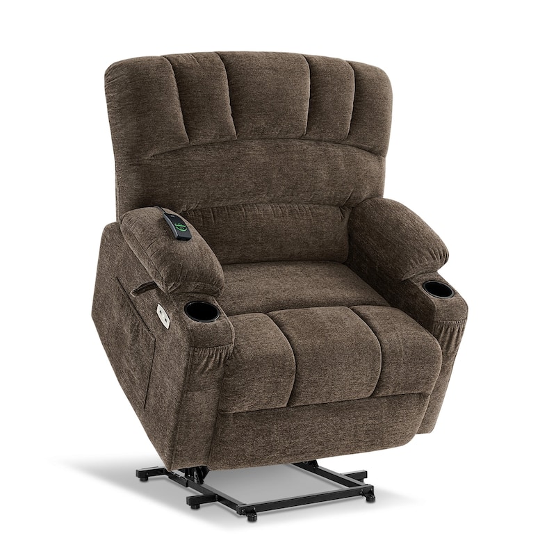 MCombo Recliner Chair Sofa with Massage and Heat for Big Elderly People,Fabric R7093(Small-Wide)