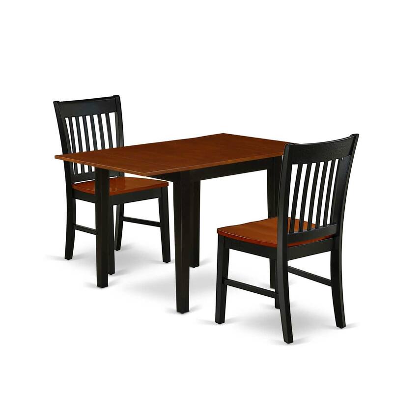 3-Piece Black and Cherry Finish Solid Wood Top Dining Table Set