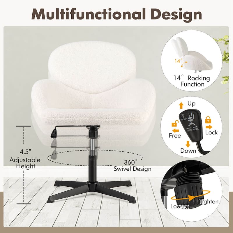 Costway Criss Cross Chair Swivel Cross Legged Chair with Adjustable - See Details