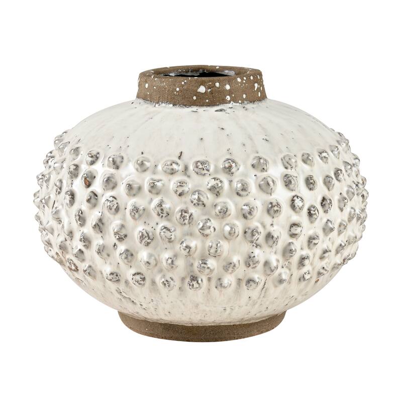 Elk Home Echten White Earthenware 13 Inch Wide Vase