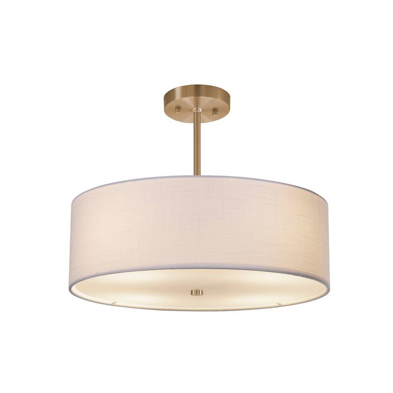 Textile? Classic 18-inch Brushed Brass Drum Pendant, White Shade - Brushed Brass