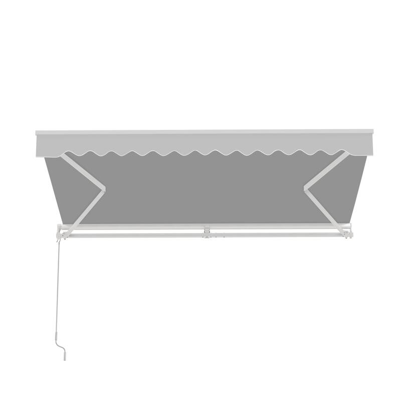 ALEKO Caribbean Manual Retractable Patio Awning - White Frame - Silver Gray - 12 x 10 Feet
