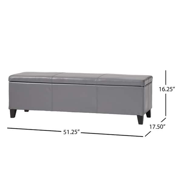 dimension image slide 0 of 3, Lucinda Faux Leather Storage Bench by Christopher Knight Home - 51.25" L x 17.50" W x 16.25" H