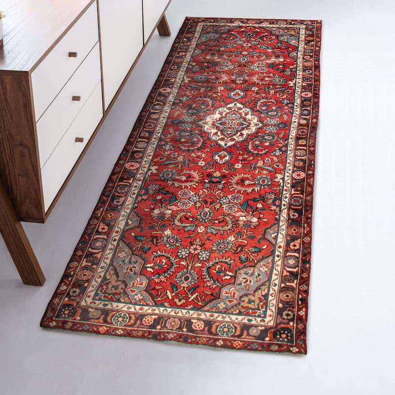 ECARPETGALLERY Hand-knotted Andelz Red Wool Rug - 3'8 x 10'5