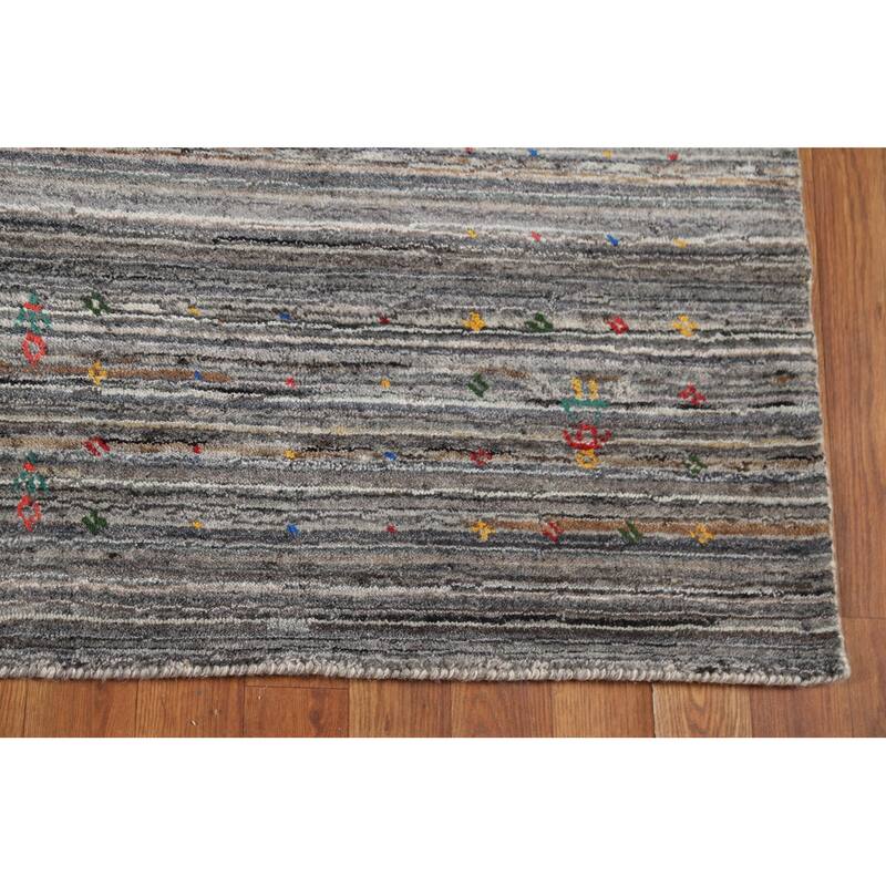 Striped Gabbeh Oriental Area Rug Handmade Wool Carpet - 5'2"x 8'0"