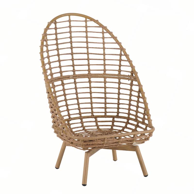 Outdoor Wicker High-back Swivel Lounge Chair