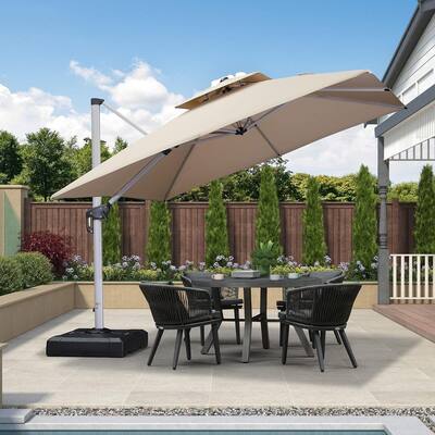 PURPLE LEAF 10ft Square 360 Degree Rotation Patio Offset Umbrella