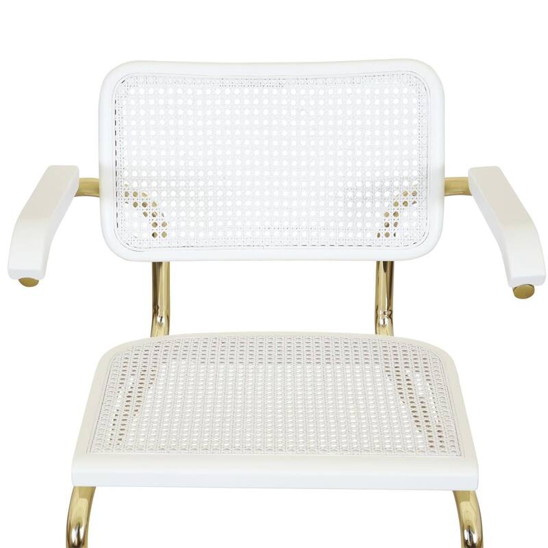 Breuer Chair Company Marcel Breuer Cesca Cane Cantilever Armchair Arm Chair w/ Brass Steel Frame (Various Wood & Cane Colors)