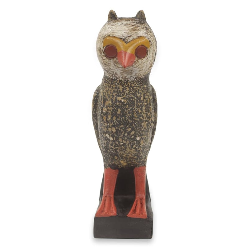 Handmade Owl Messenger Wood sculpture (Ghana) - 23 x 12 x 10
