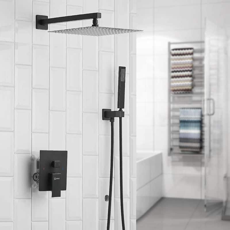 WIZ Wall Mount Rectangle Shower Head with Hand Shower Faucet