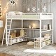 preview thumbnail 2 of 14, 61"H Full Size Loft Bed with Open Frame Desk, Two 2-Tier Storage Shelves