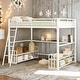 preview thumbnail 2 of 14, 61"H White Full Size Loft Bed with Open Frame Desk, Two 2-Tier Storage Shelves