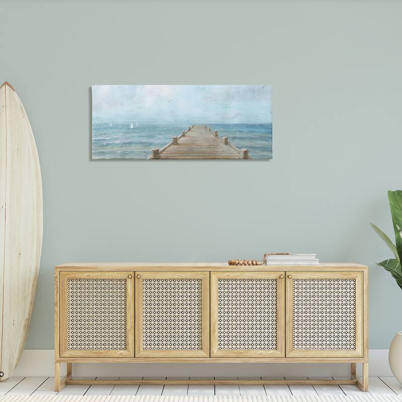 Stupell Waterfront Pier Coastal Ocean View Stretched Canvas Wall Art, Design by Danhui Nai