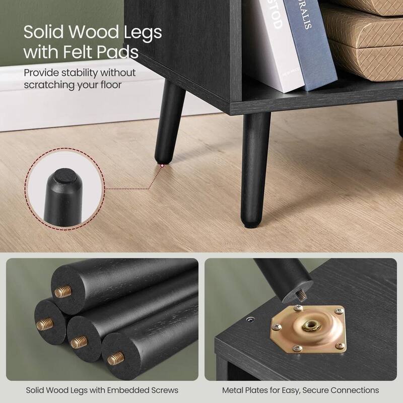 Solid Wood Nightstand with Drawer and Open Shelf