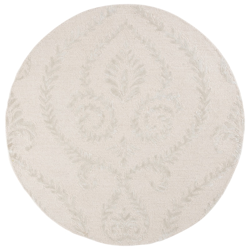 SAFAVIEH Handmade Glamour Bejushe Wool Rug - 6' Round - Beige/Ivory