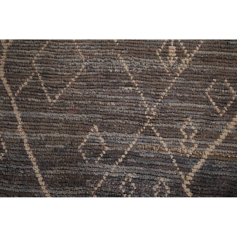 Trellis Geometric Moroccan Oriental Area Rug Hand-Knotted Wool Carpet - 7'0"x 11'2"