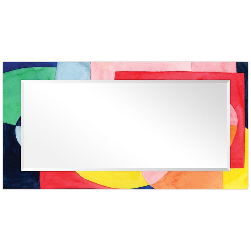 Launder Rectangular Beveled Mirror on Free Floating Printed Tempered Art Glass - Clear - 54" x 28"